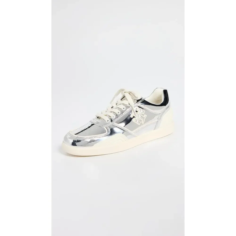 TORY BURCH WOMEN'S CLOVER COURT SNEAKERS, SILVER, 7.5 MEDIUM US
